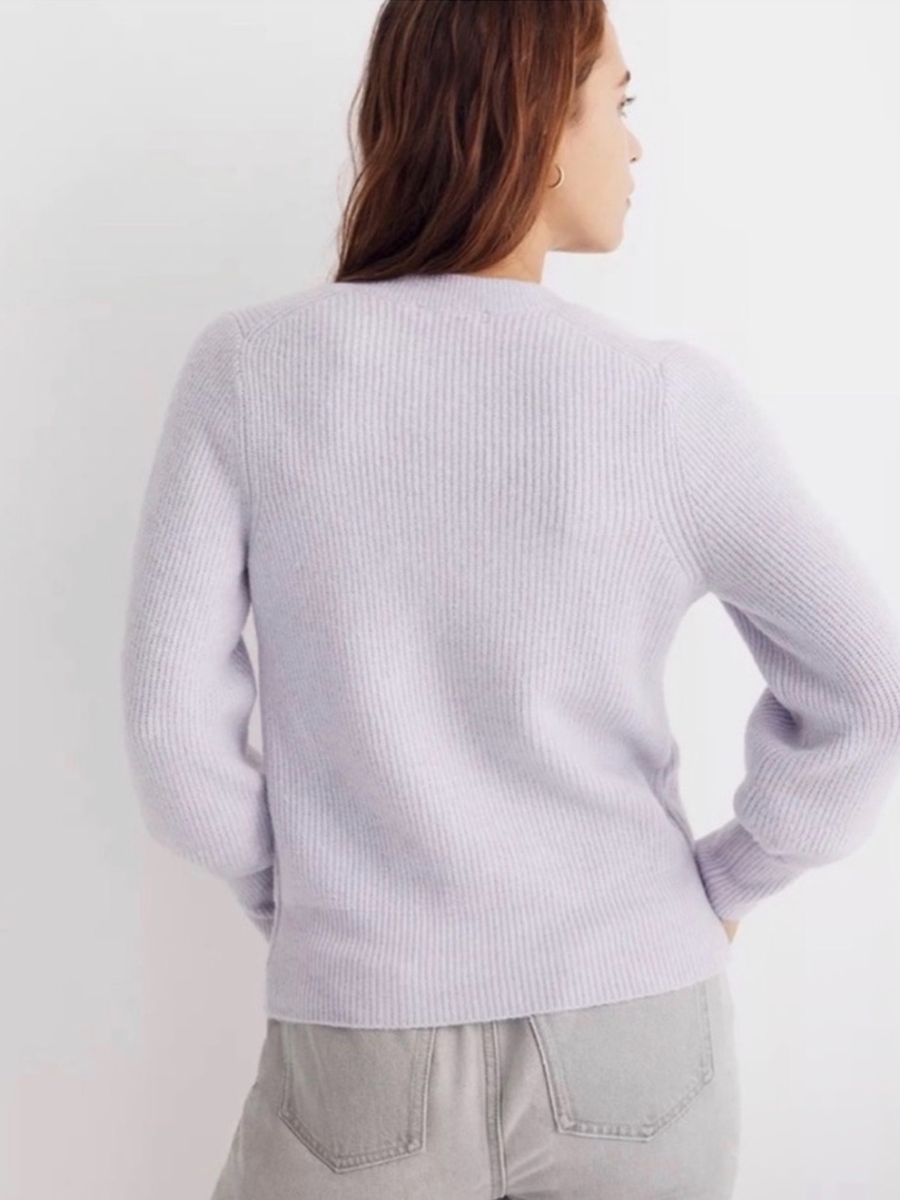 MADEWELL Women's Coziest Yarn Square Neck Pullover Knit Sweater - Lt. Purple, XL - Picture 7 of 10